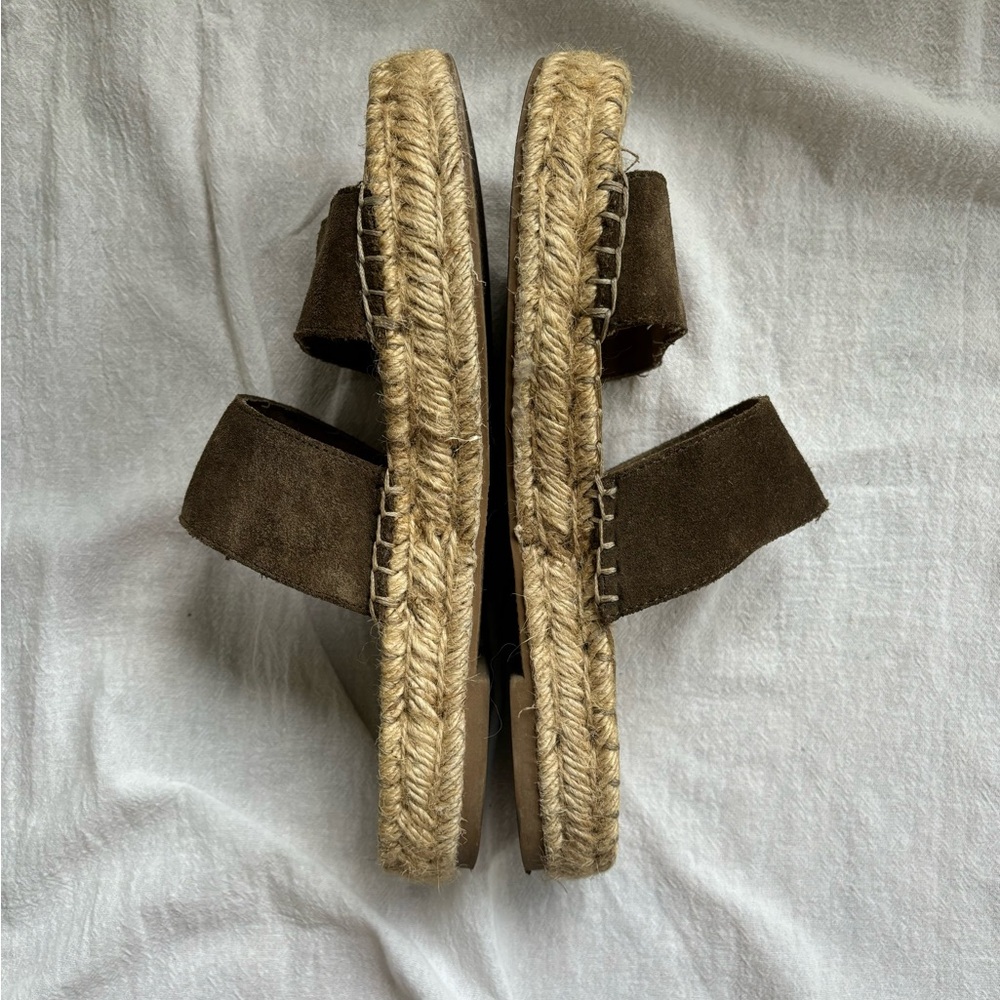 UO Urban Outfitters Chloe Espadrille Slide Jute Sole Sandal Olive Suede Size 7 - Picture 3 of 8